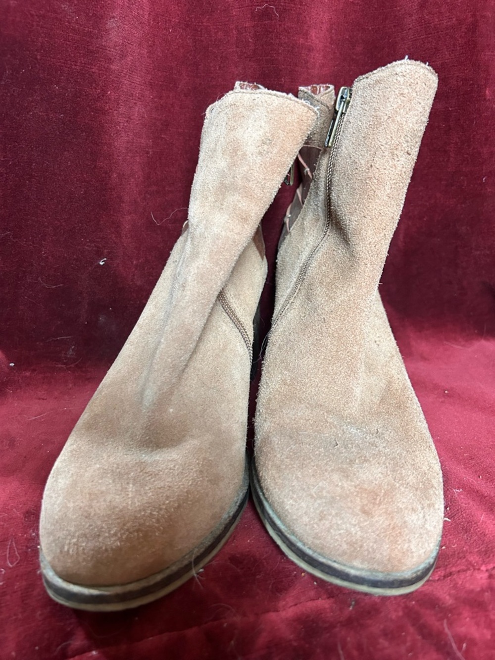 Mia Shoes Tan Suede Side-Zip Ankle Booties
